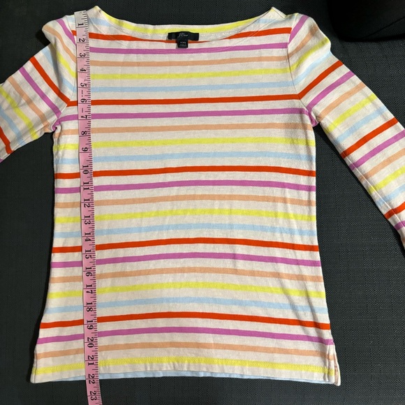 J. Crew Striped Boat Neck 3/4 Sleeve Top in Pink/Multicolor Size XXS - Picture 8 of 11